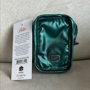 NWT Lug Drizzle Mini Zip Storage Pouch in Metallic Wickedly Green